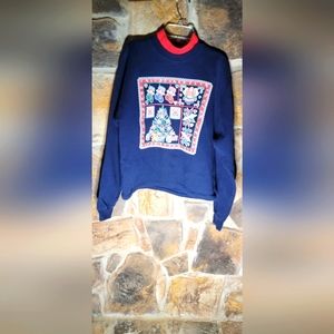 Vintage endless design blue pullover sweater